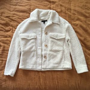 Banana Republic Sherpa Trucker Jacket in Ivory